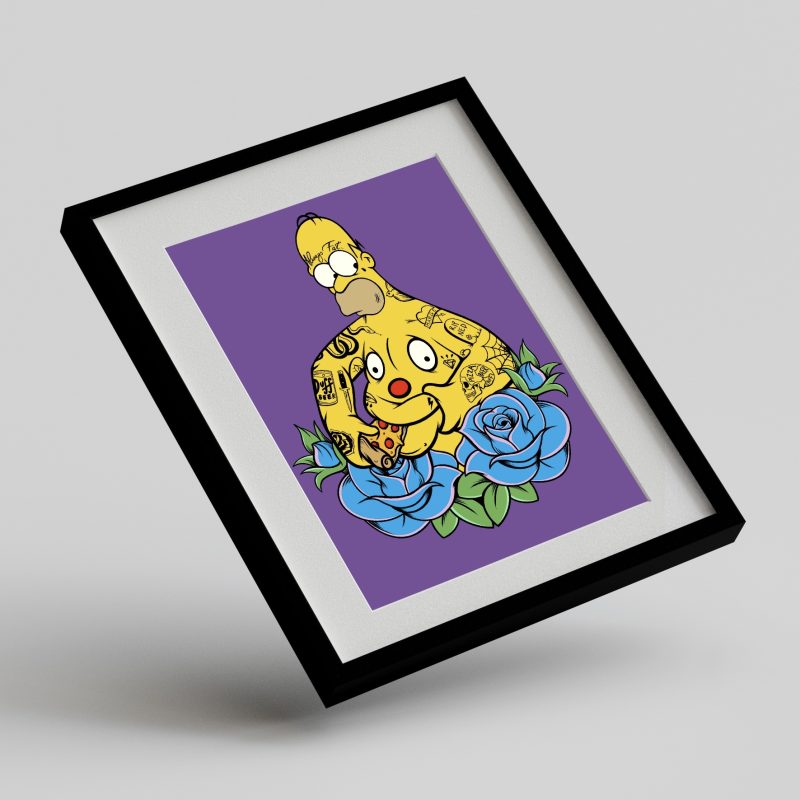 Homer Simpson Tattoo Art Print